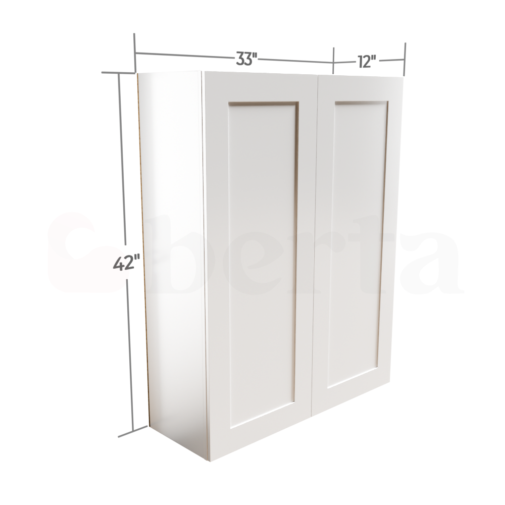 Double Door Wall Cabinet 42" High - Classic Shaker Pre-Assembled - Berta Store 