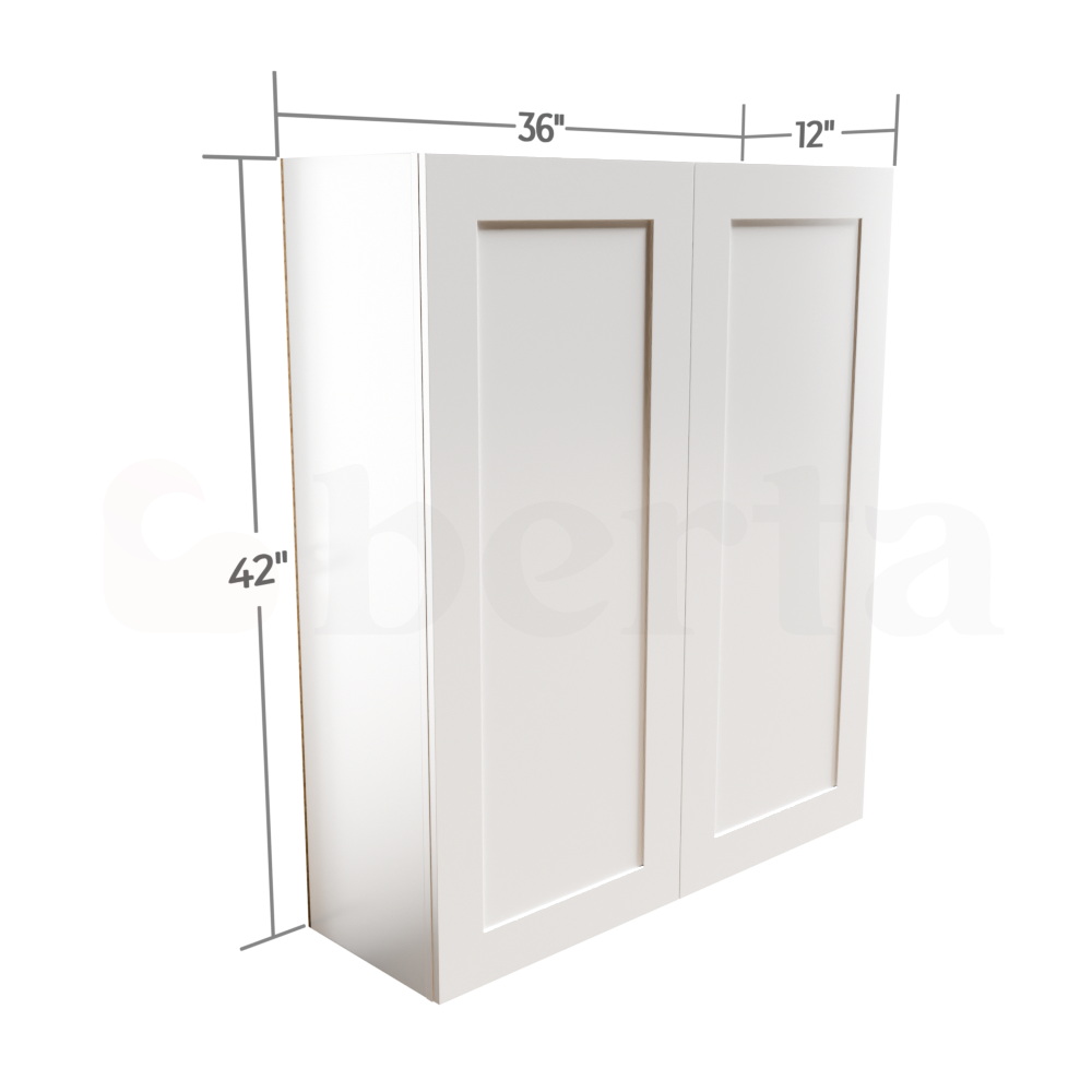 Double Door Wall Cabinet 42" High - Classic Shaker Pre-Assembled - Berta Store 