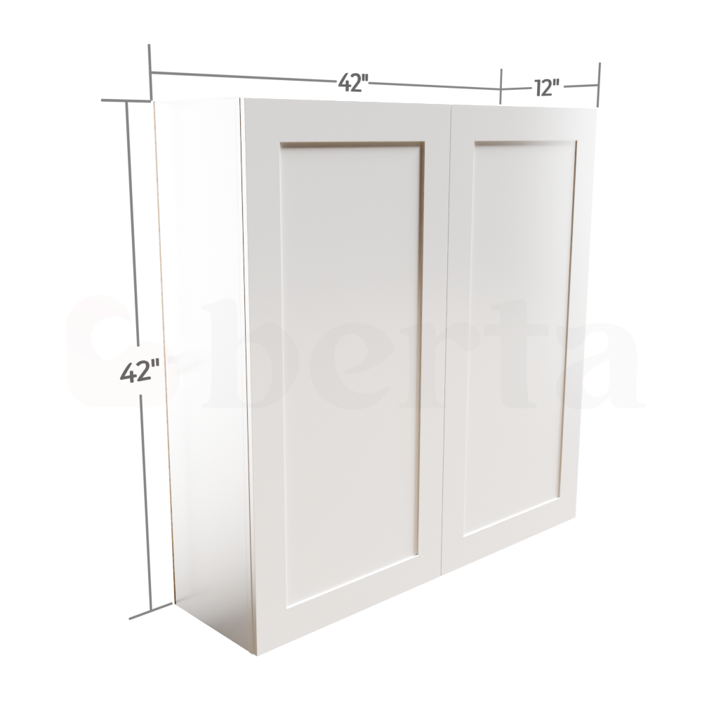 Double Door Wall Cabinet 42" High - Classic Shaker Pre-Assembled - Berta Store 