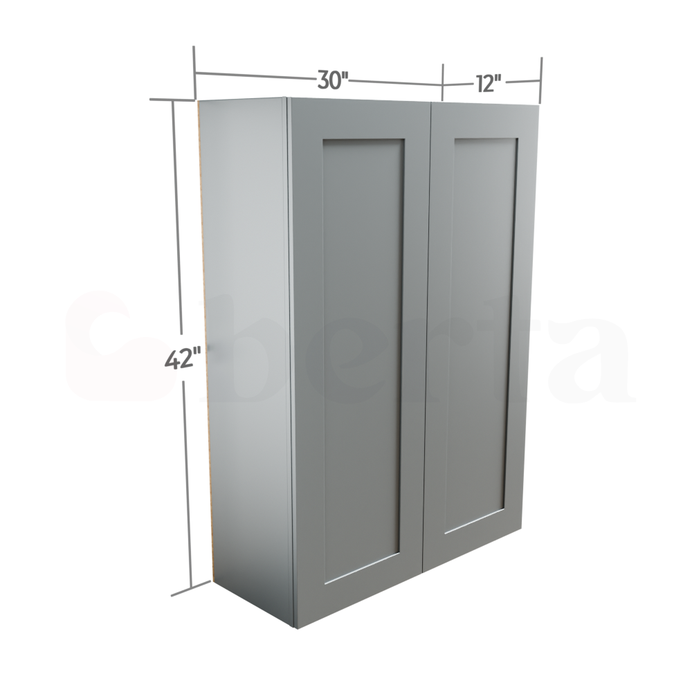 Double Door Wall Cabinet 42" High - Classic Shaker Pre-Assembled - Berta Store 