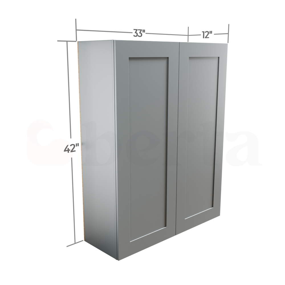 Double Door Wall Cabinet 42" High - Classic Shaker Pre-Assembled - Berta Store 