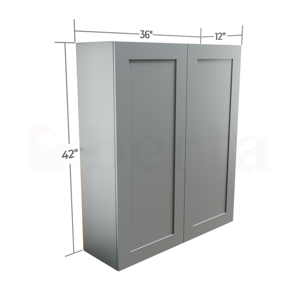 Double Door Wall Cabinet 42" High - Classic Shaker Pre-Assembled - Berta Store 