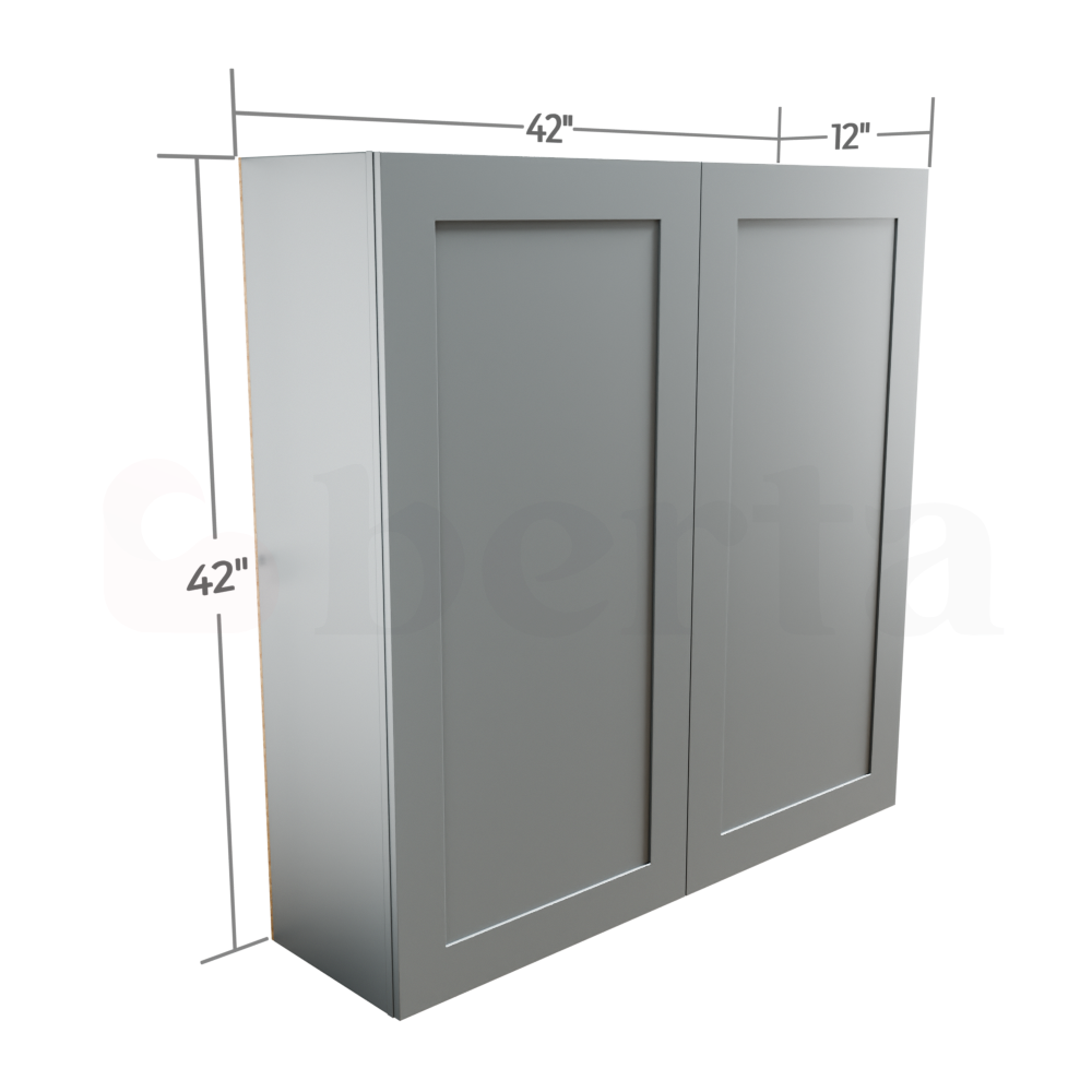 Double Door Wall Cabinet 42" High - Classic Shaker Pre-Assembled - Berta Store 