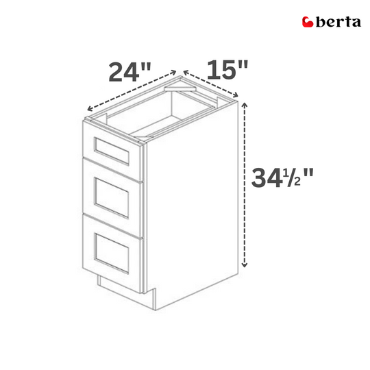 Drawer Base Cabinets - Classic Shaker Pre-Assembled - Berta 