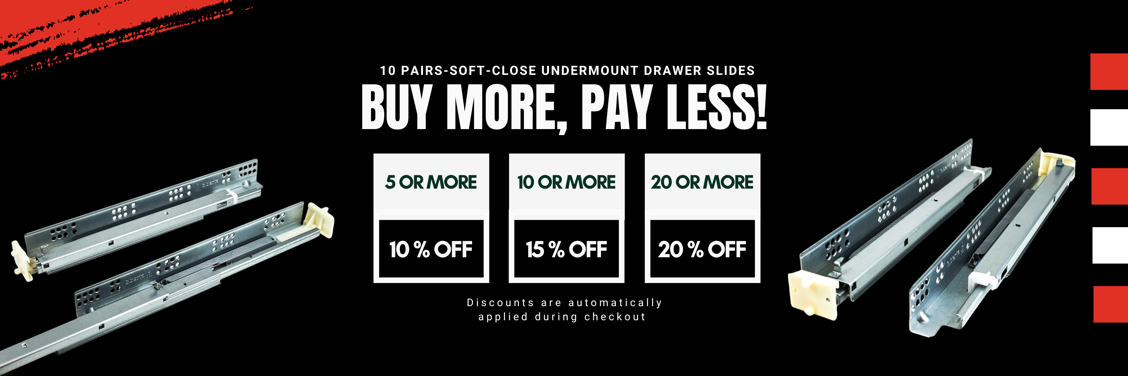 10 Pairs Soft Close Undermount Drawer Slides | Berta Store | Buy More, Pay Less!