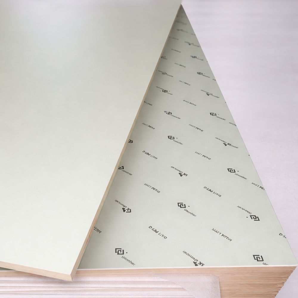 Olive green MDF panel 4x8 stack, matte finish, cabinet-grade for furniture and cabinets