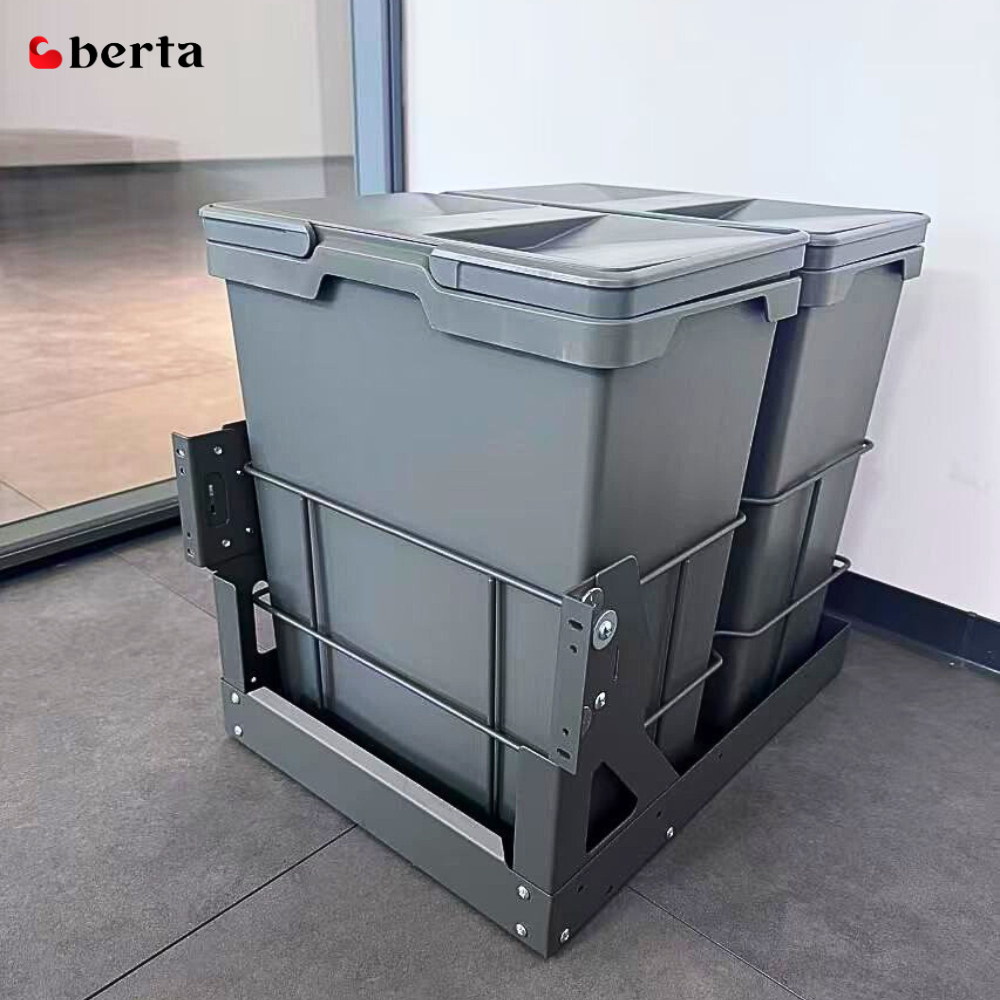 Pull-Out Double Waste Bin for Kitchen Cabinets - Berta Store 