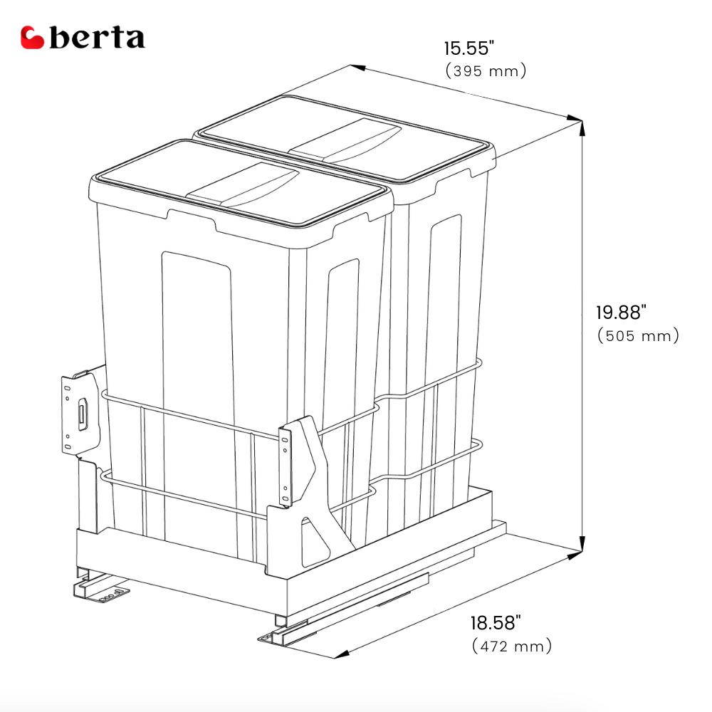Double Pull-Out Waste Bin for Kitchen Cabinets | Built-In Cabinet Bin