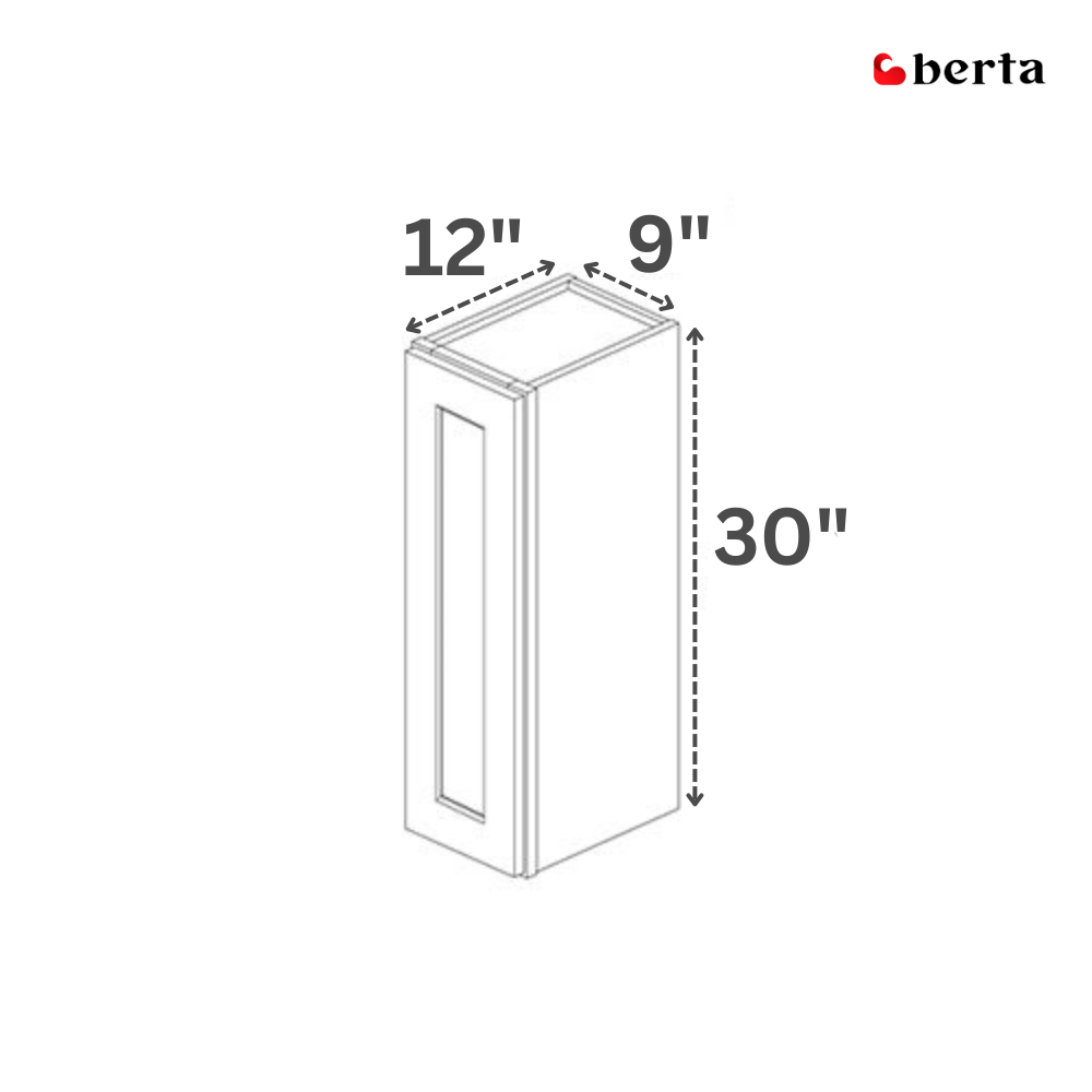 Single Door Wall Cabinet 30" High - Classic Shaker Pre-Assembled - Berta 