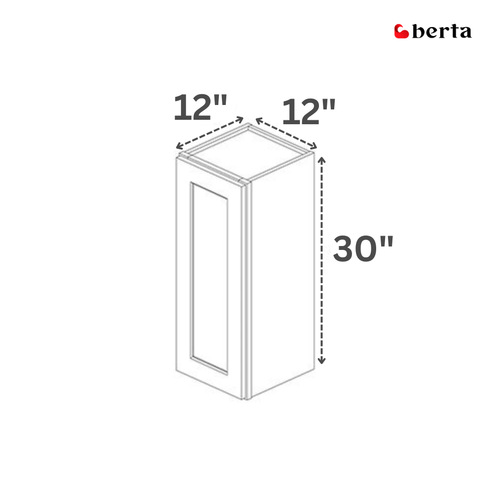 Single Door Wall Cabinet 30" High - Classic Shaker Pre-Assembled - Berta 