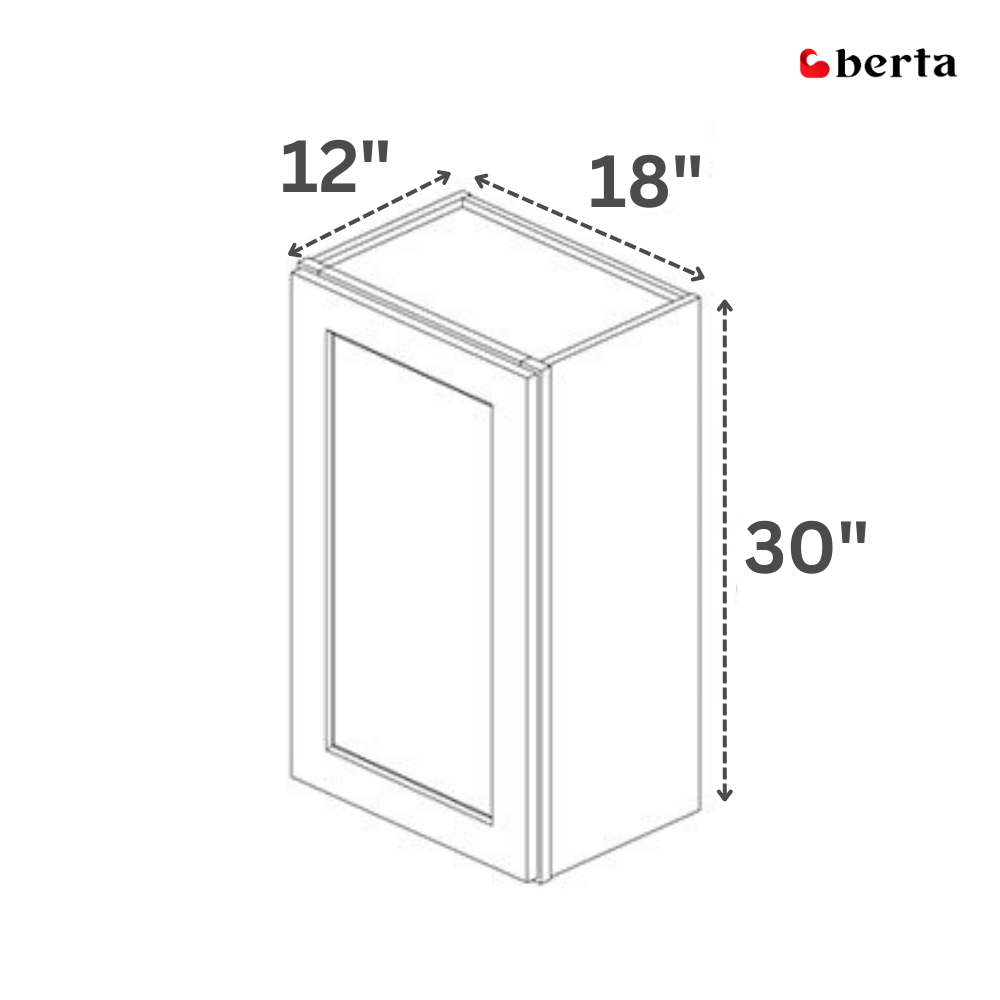 Single Door Wall Cabinet 30" High - Classic Shaker Pre-Assembled - Berta 