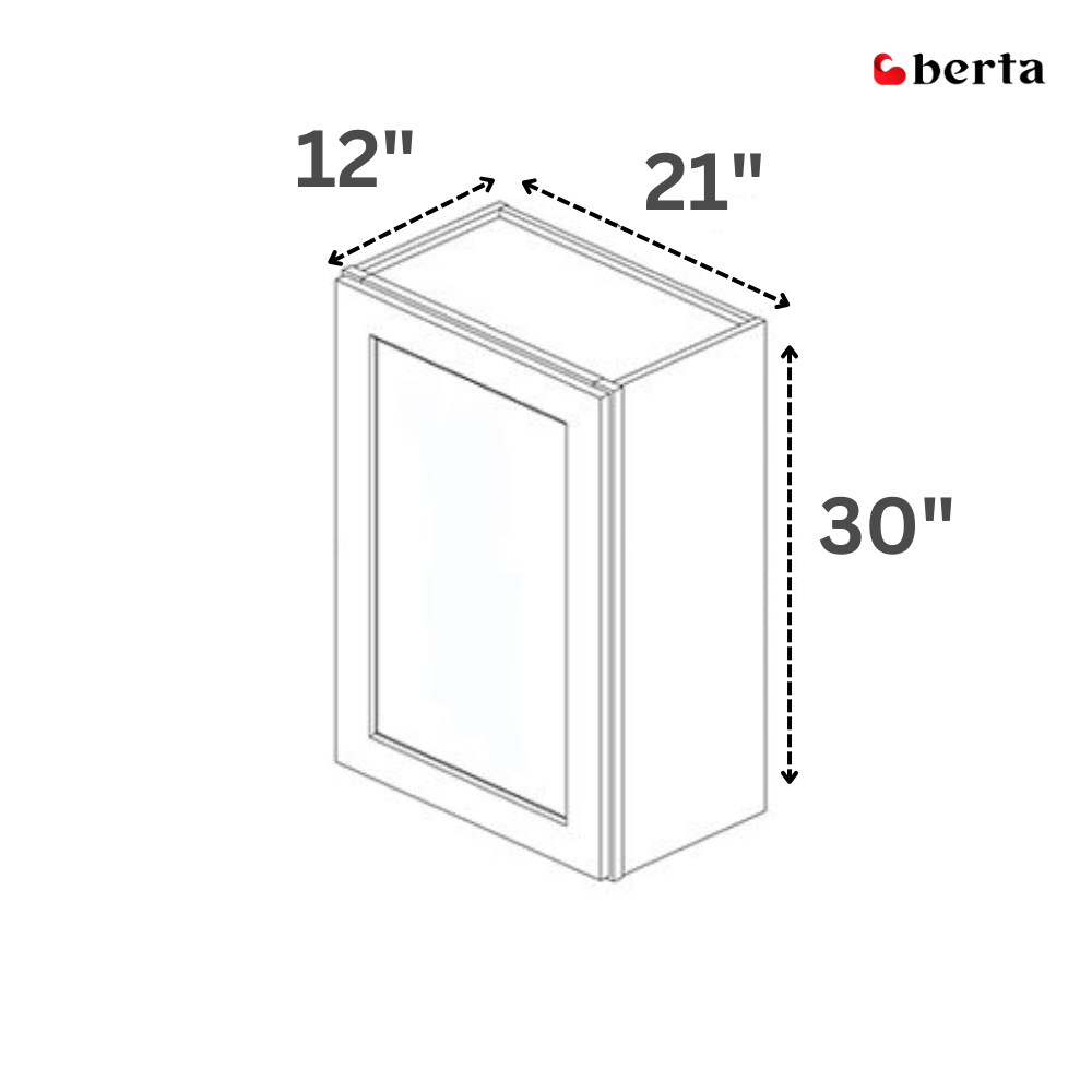 Single Door Wall Cabinet 30" High - Classic Shaker Pre-Assembled - Berta 