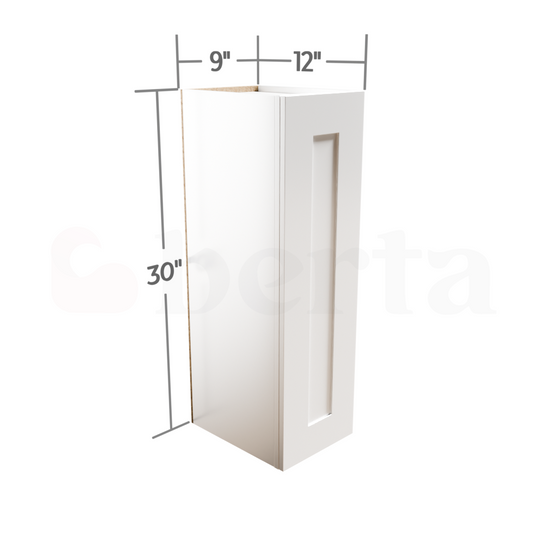 Single Door Wall Cabinet 30" High - Classic Shaker Pre-Assembled - Berta Store 