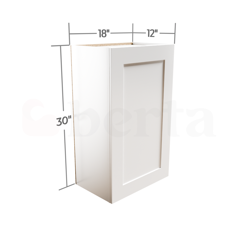 Single Door Wall Cabinet 30" High - Classic Shaker Pre-Assembled - Berta 