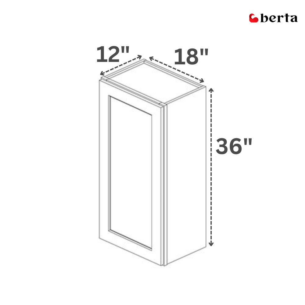 Single Door Wall Cabinet 36" High - Classic Shaker Pre-Assembled - Berta 