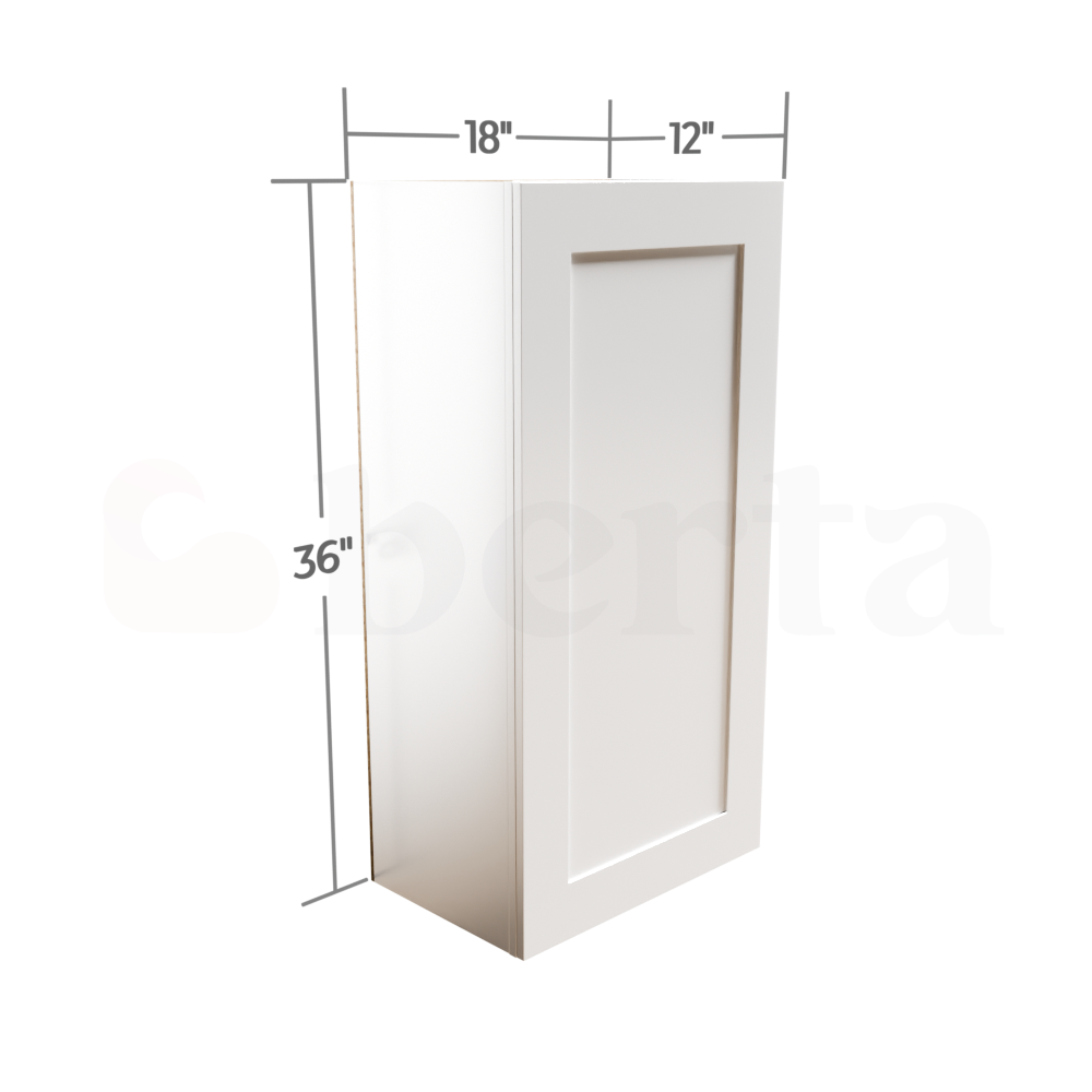 Single Door Wall Cabinet 36" High - Classic Shaker Pre-Assembled - Berta Store 