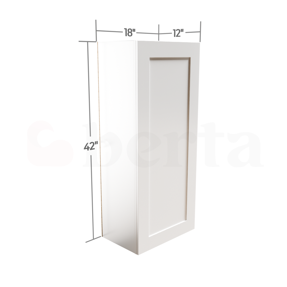 Single Door Wall Cabinet 42" High - Classic Shaker Pre-Assembled - Berta Store 