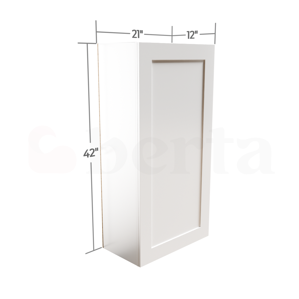 Single Door Wall Cabinet 42" High - Classic Shaker Pre-Assembled - Berta Store 