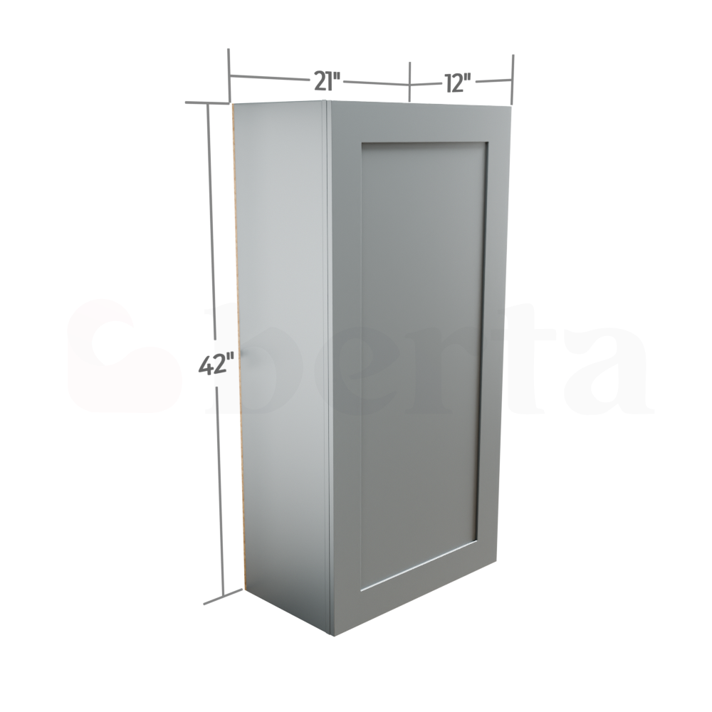 Single Door Wall Cabinet 42" High - Classic Shaker Pre-Assembled - Berta Store 