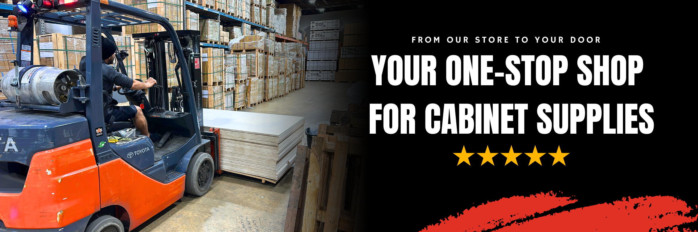 From our store to your door - Your one-stop shop for cabinet supplies, including plywood, MDF, and hardware.