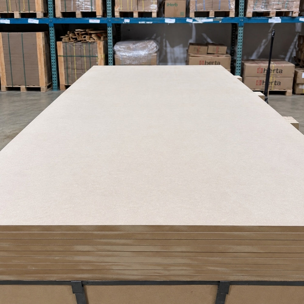 MDF 800 full-size panels stacked for warehouse pickup