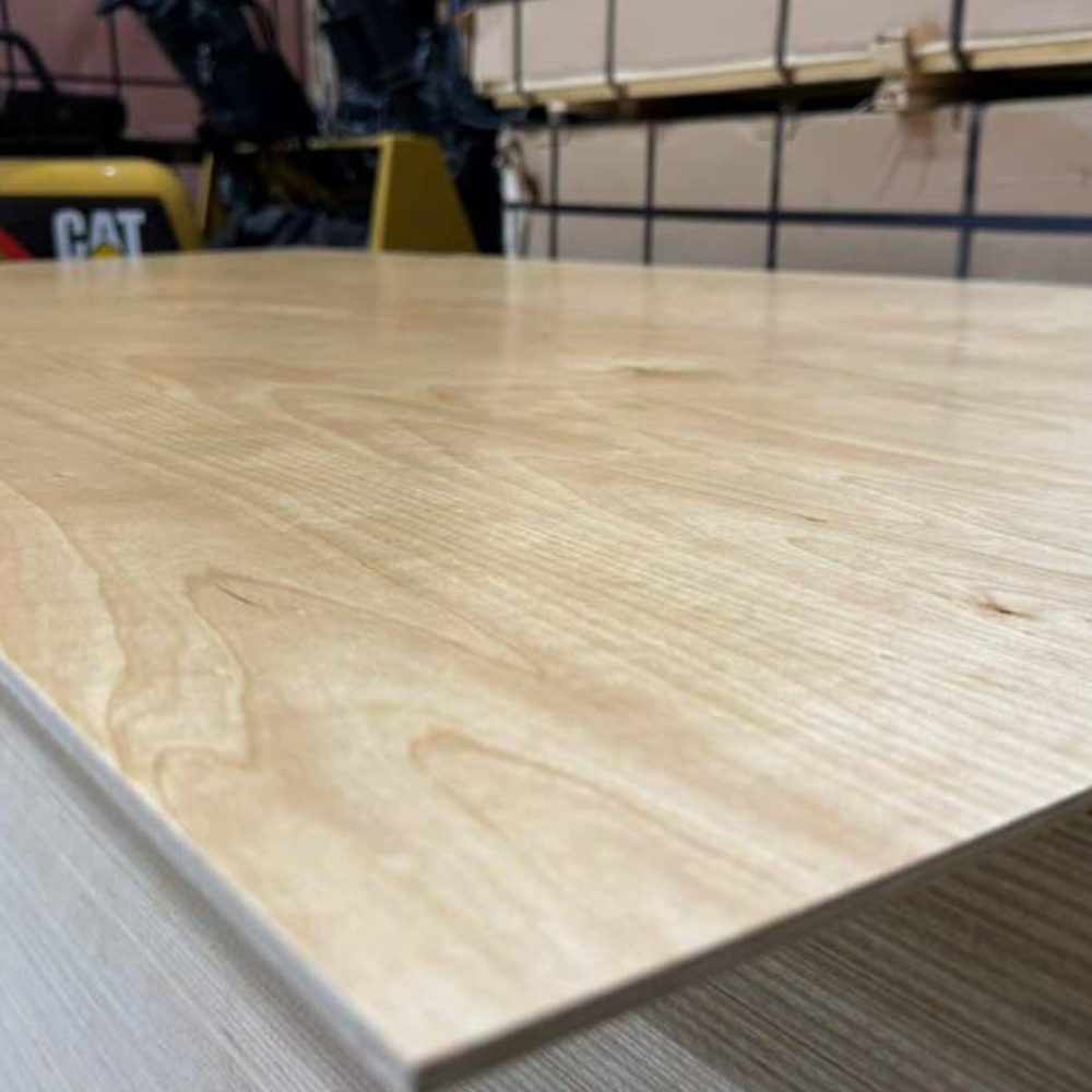 Top surface of Prefinished Birch Plywood 4x8 showing natural birch veneer with consistent long grain