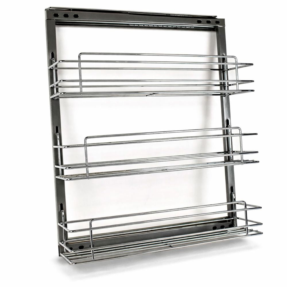Chrome Pull-Out Spice Rack – 3 Shelf Cabinet Organizer (5.5” Wide) - Berta Store 